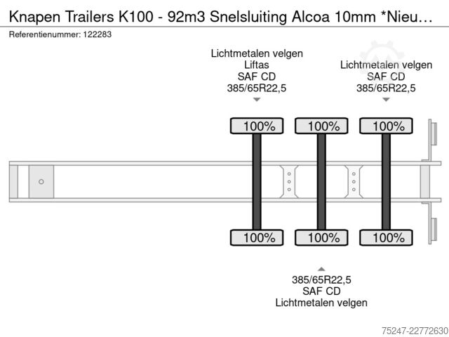 Ruchoma podłoga Knapen Trailers K100 - 92m3 Snelsluiting Alcoa 10mm *Nieuw / Neu*