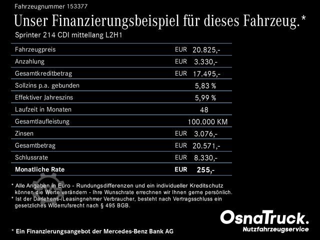 Kastenwagen MERCEDES-BENZ Sprinter 214 CDI mittellang L2H1 Klima, DAB
