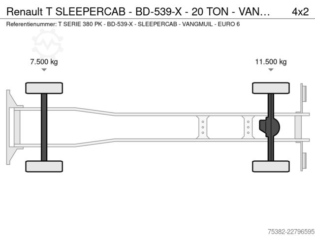 Koffer Renault T SLEEPERCAB - BD-539-X - 20 TON - VANGMUIL - E...