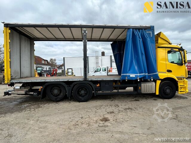 Flatbed truck with tarp Mercedes-Benz Actros2543/Schiebe Gardienen/Edscha Verd