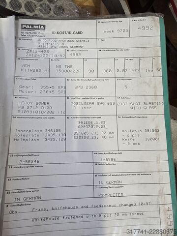 Maszyna do przetwórstwa mięsa Palmiarnia 412 412