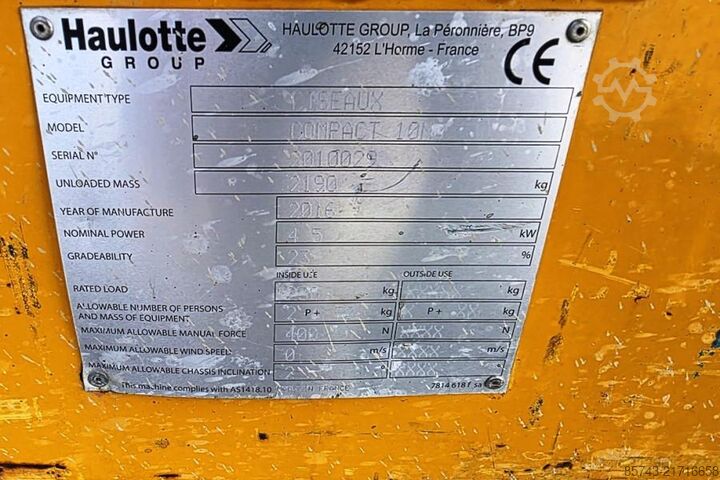 Ψαλίδι ανύψωσης Haulotte Compact 10N Electric, 10m Working Height, 230kg Ca