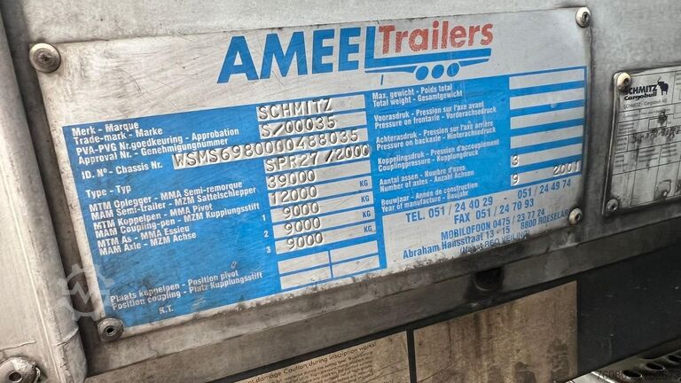 Klizne cerade SCHMITZ SPR 27 (SAF AXLES / DISC BRAKES / FREINS DISQUE)