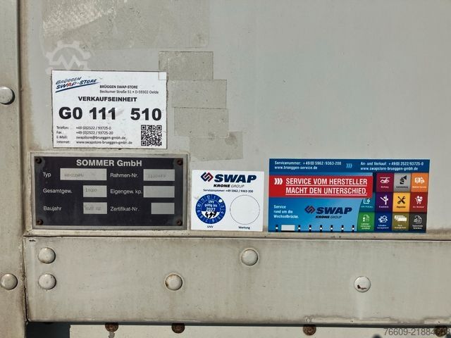 Remorcă cu caroserie interschimbabilă SOMMER Wechselbrücke Koffer