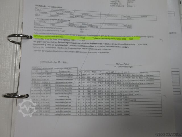 Crane runway, overhead crane, hall crane, track width 12,946 mm ABUS Hallenkran Brückenkran Kran ELV 5t NL 5000Kg Portalkran Kran 12946mm 140Std