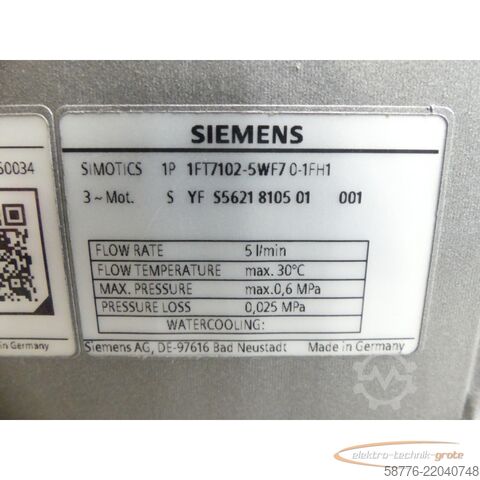 Unitate de control Siemens 1FT7102-5WF70-1FH1 Motor SN:YFS5621810501001 NEUWERTIG!!!