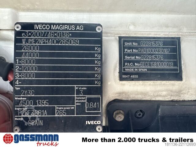 Φορτηγό γερανός roll-off Iveco Stralis AD260S36 6x2/4, EEV, Meiller RK 20.70,