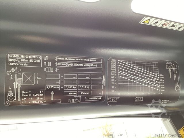 Elektrisk 4 -hjulig gaffeltruck Linde E40L-01/600 Container Version