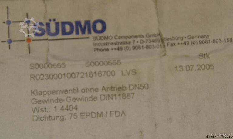 Zawór płytowy DN50 Südmo ohne Antrieb