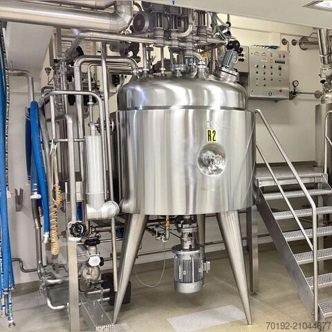 Cuve de process chauffable/refroidissable de 1540 litres en acier inoxydable V2A avec 2 agitateurs e Diessel B0102