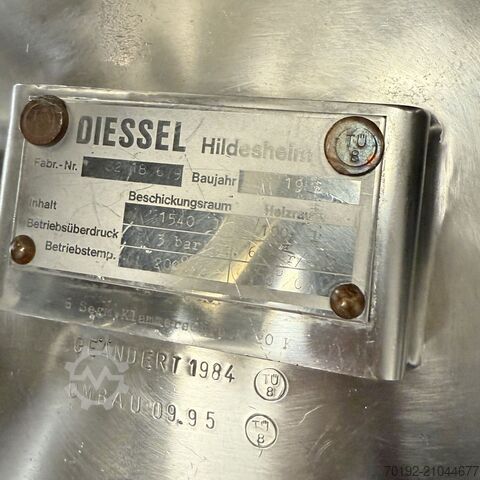 Cuve de process chauffable/refroidissable de 1540 litres en acier inoxydable V2A avec 2 agitateurs e Diessel B0102