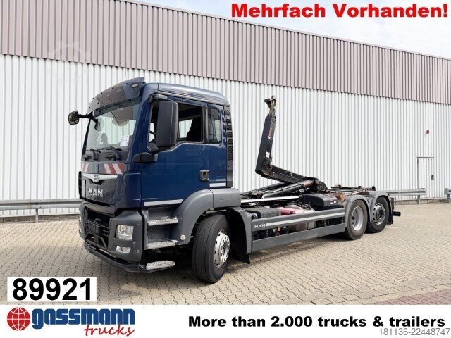 Camião porta-contentores de gancho MAN TGS 26.420 6x2-4 BL Hiab ULT 21-59-M-ITF,
