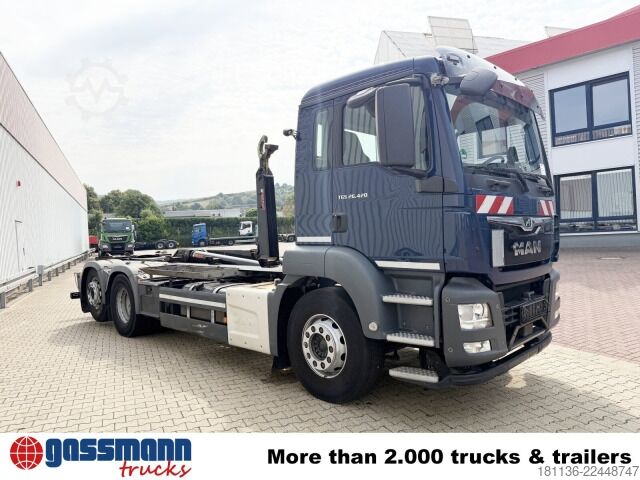 Camião porta-contentores de gancho MAN TGS 26.420 6x2-4 BL Hiab ULT 21-59-M-ITF,