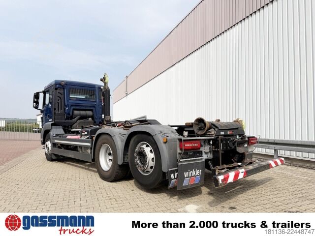Camião porta-contentores de gancho MAN TGS 26.420 6x2-4 BL Hiab ULT 21-59-M-ITF,