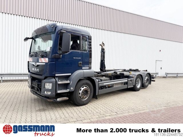 Camião porta-contentores de gancho MAN TGS 26.420 6x2-4 BL Meiller 26.65 Lenk-Liftachse