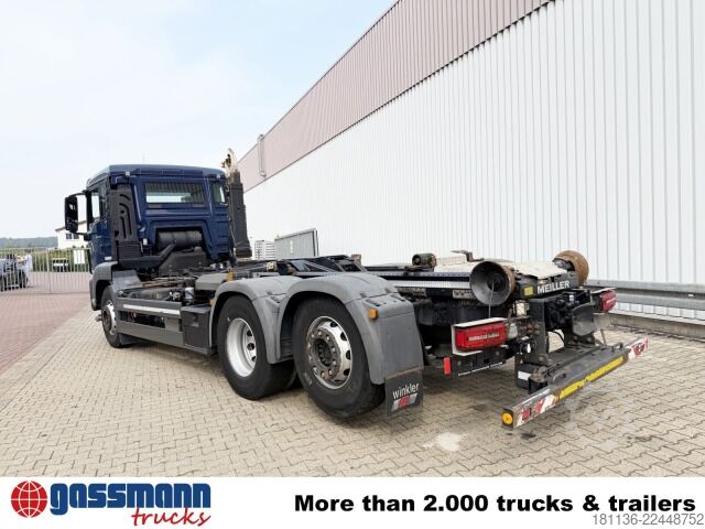 Camião porta-contentores de gancho MAN TGS 26.420 6x2-4 BL Meiller 26.65 Lenk-Liftachse