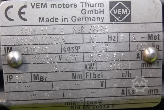 Electric motor 2.1 kW 2870 Rpm VEM K25R 80 G2 SGR/2294