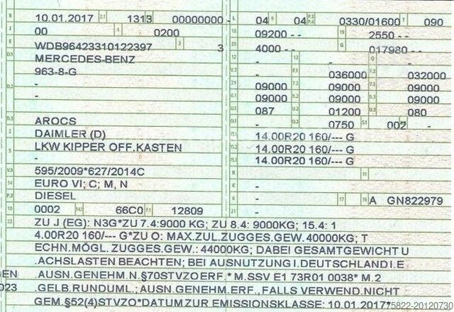 Kipper LKW MERCEDES-BENZ Arocs 4145 / 8X8 ALLRAD / Meiller 18 Kubik Mulde