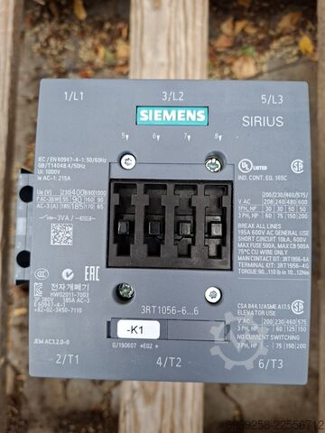 Effektkontaktor med hjælpekontaktblokke Siemens SIRIUS 3RT1056-6AP36
