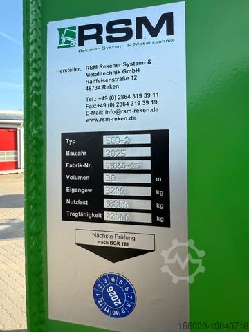 Prikolica sa zamenjivim šasijama RSM Abrollcontainer 38m³ mit hydr. Heckklappe
