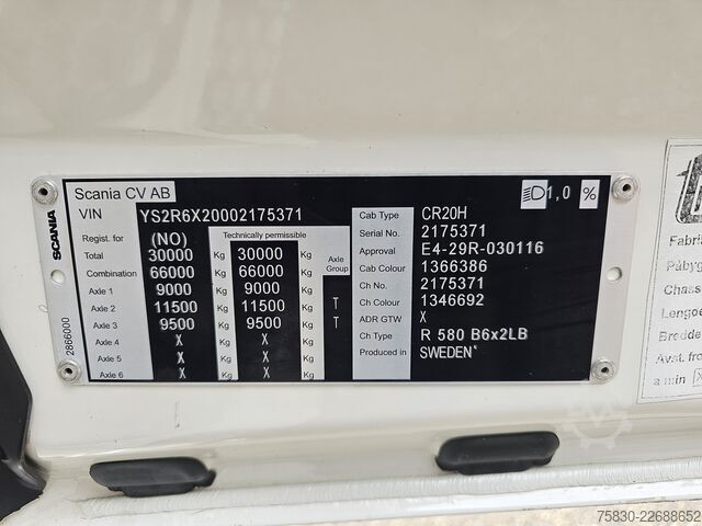 Sistema de brazo de gancho Scania R580 V8 6x2 / HOOKLIFT / HAAKARM / ABROLKIPPER