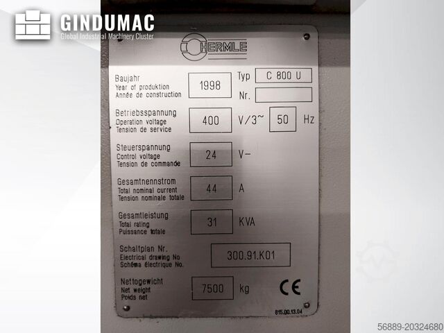 CNC glodalicama HERMLE C 800 U