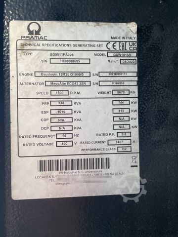 Kruszywo Pramac GSW1015B - 1016kVA Used Generator - DPX-12660