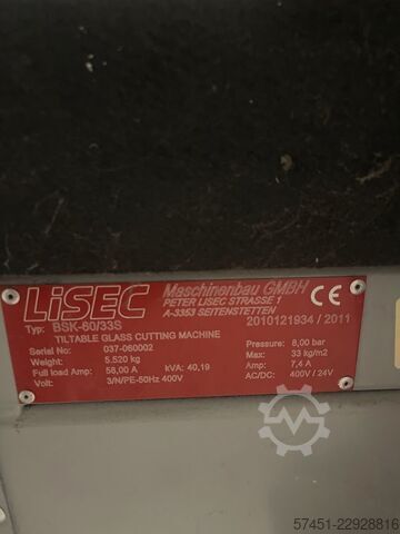 Vippbar glasskæremaskine LISEC BSV 60-33 S