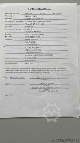 Snijder Gerber Cutter Gerber GT 5250