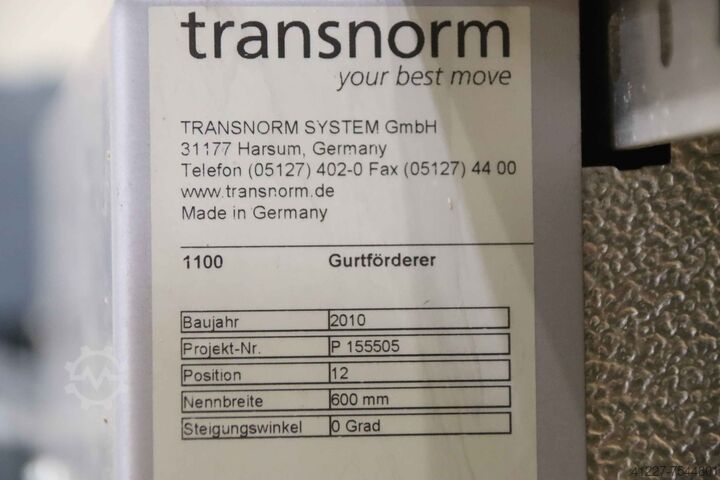 Transportband frequentiegestuurd Transnorm 1100 6000 x 600 mm