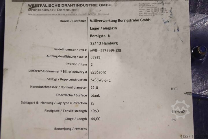 Darukötél Ø 22 mm 44 m WDI Python 6x36WS-SFC