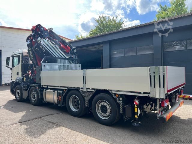 Camião de plataforma MAN TGS 35.520 8x4 Hydro, Kran Fassi F805 TECHNO