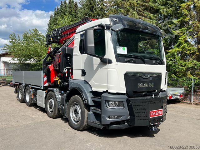 Camião de plataforma MAN TGS 35.520 8x4 Hydro, Kran Fassi F805 TECHNO