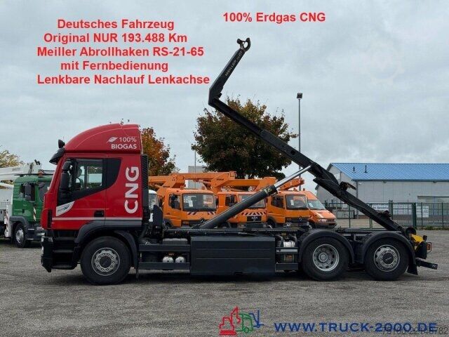 Roll-off tipper truck Iveco Stralis AT260 CNG Erdgas 6x2 Meiller RS2165 FB