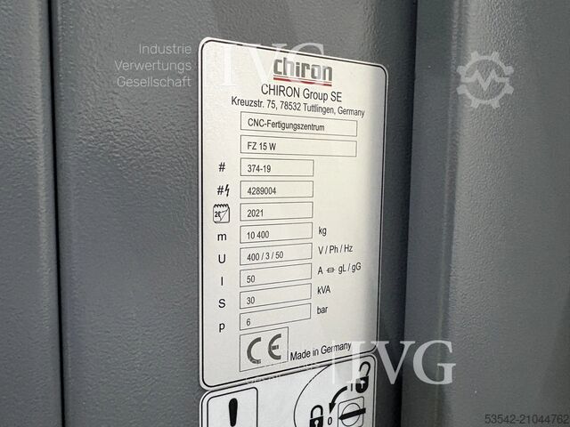 Centro de mecanizado CNC vertical con cambiador de piezas CHIRON FZ 15 W