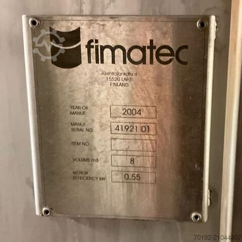 Depósito agitador aislado de 8.000 litros de acero inoxidable V2A con agitador de paletas Fimatec B0129