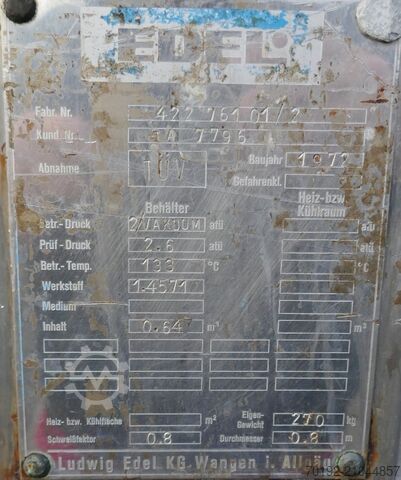 V4A malzemeden 640 litrelik basınçlı kap  B0119