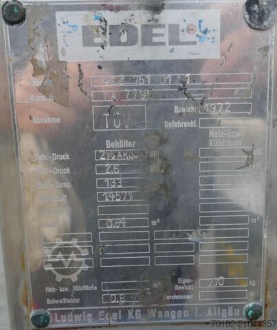 V4A malzemeden 640 litrelik basınçlı kap  B0119