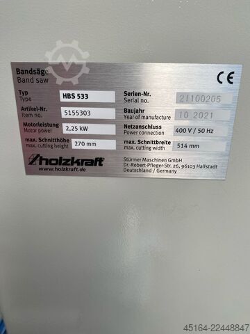 Pilarka taśmowa do drewna HBS 533 SET Holzkraft HBS 533 SET