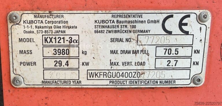 Mini-excavator KUBOTA KX 121-3, 3.980 kg, SW, Grabenräumer, 3 Löffel