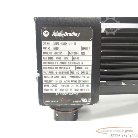 Allen Bradley motor Allen-Bradley 1326AS-B330H-21 - K3 AC Servo Motor SN:H002137