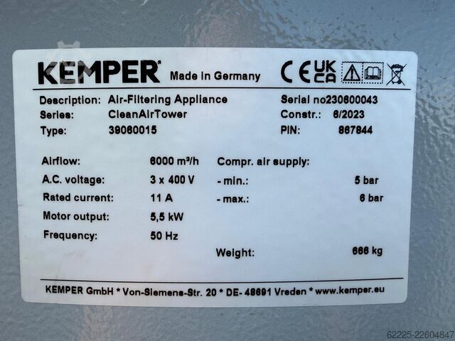 Kemper toranj za filtraciju KEMPER CleanAirTower