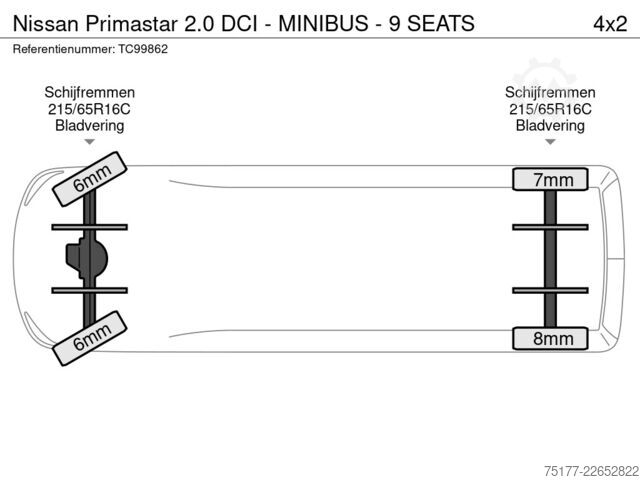 Personenvervoer Nissan Primastar 2.0 DCI - MINIBUS - 9 SEATS