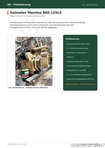 Prensa de pellets Salmatec, Bruks, Rematec 