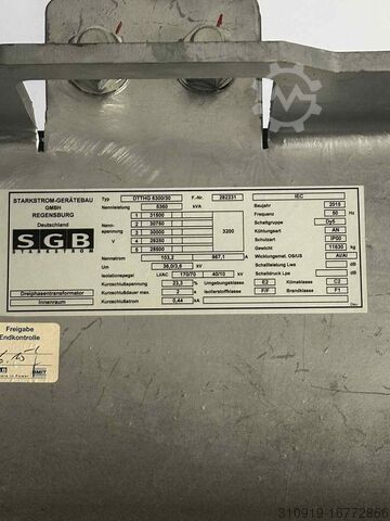 Transformator SGB DTTHG 6300/30 30/3.2 5360kVA