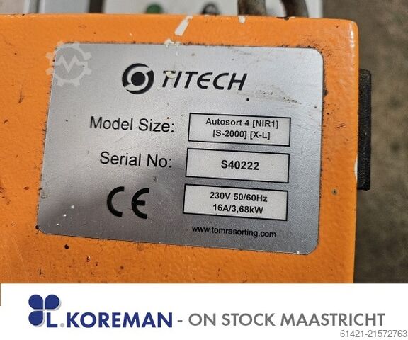 Οπτικός διαχωριστής Titech Tomra Titech Tomra Optical separator