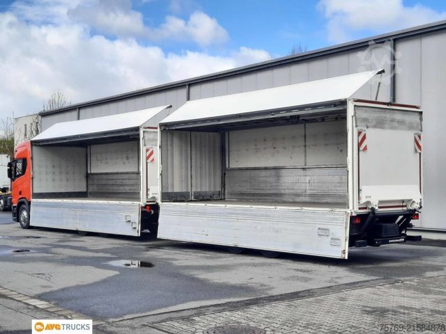 Vrachtwagen met bakwagen SCANIA R 410 Durchlade-Kofferzug 2xLBW Lenkachse Retard