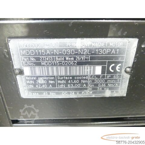 Indramat motor Indramat MDD115A-N-030-N2L-130PA1 / 272453 Servomotor SN: MDD115-02062