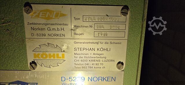 Industriel resttræ-flishugger ZENO Zerkleinerungsmaschinenbau Norken G ZTLL 800 × 1000