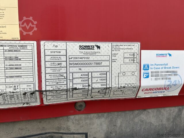 Koffer Schmitz Cargobull SCB S3B / Box Trailer / 2x Liftas / APK TUV 09-26